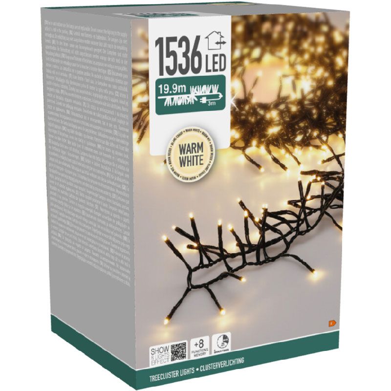 Clusterverlichting kerstboom 19,9 m met 1536 warmwitte LED – foto 2