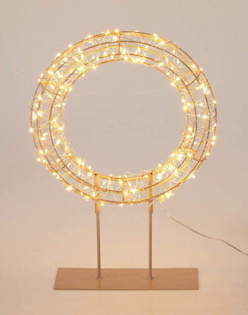 Verlichte kerstring 42 cm met 200 LED op standaard