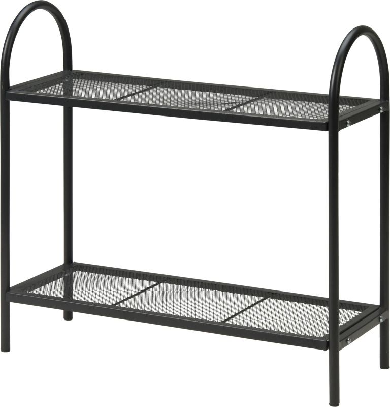 Opvouwbaar plantenrek mesh metaal mat zwart 60 x 58 cm