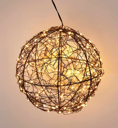 Verlichte metalen decoratiebal 18 cm met 200 LED