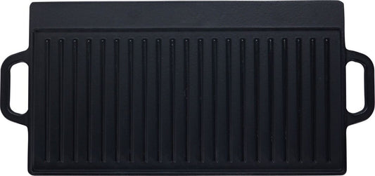 BBQ grillplaat gietijzer dubbelzijdig geribbeld en glad 50 cm