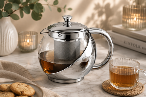 Theepot met Filter 0,75 Liter — Roestvrijstaal