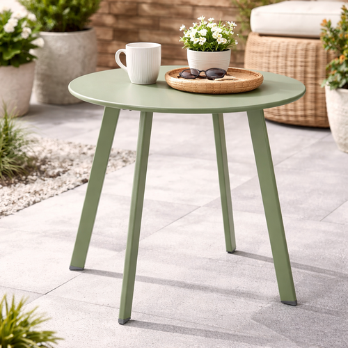 Ronde bijzettafel saliegroen gepoedercoat metaal Ø 50 cm hoogte 45 cm