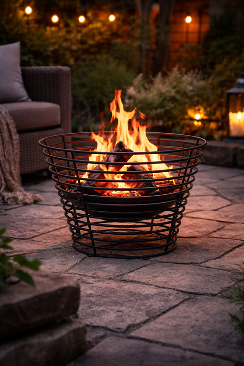 Vuurkorf Ember zwart metaal rond Ø 53 cm tuin terrashaard
