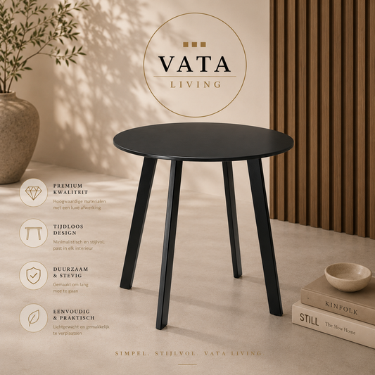 Bijzettafel "Bistro Noir" — Industriële Look | Mat Donker Grijs | Ø 50 cm