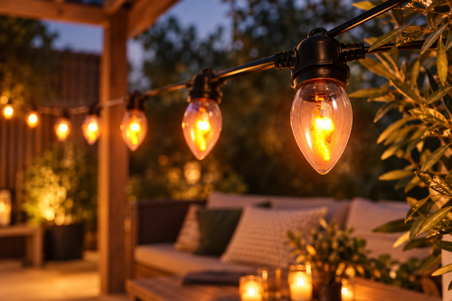 Vlamverlichting met 10 LED-lampen, zwart, IP44
