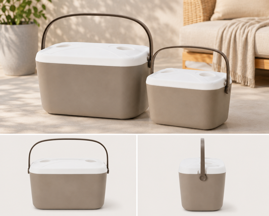 Koelbox set 30 en 15 liter isolerend nestelbaar taupe — afbeelding 2