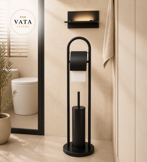 Toiletset Loft wc-borstel en rolhouder mat zwart