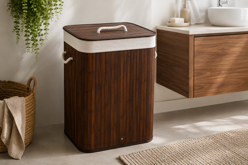 Opvouwbare bamboe wasmand Natural 72 liter