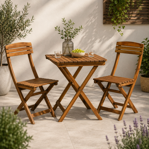 Bistroset 3-delig inklapbaar FSC acaciahout teaklook