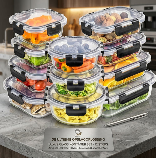 Vershoudbakjes Glas — Set van 12 Meal Prep Bakjes