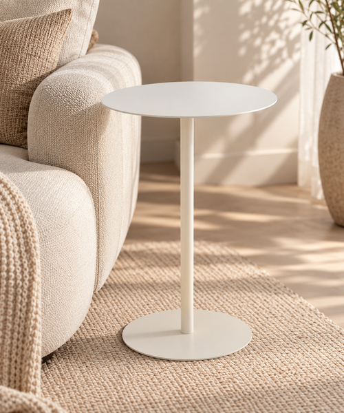Bijzettafel rond wit metaal 35 cm – premium hero