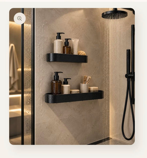 Doucherek Zonder Boren Set 30 + 40 cm – RVS Mat Zwart | PIVATA