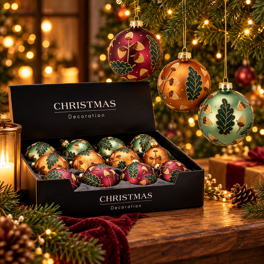 Glazen kerstballen mat set van 12, 8 cm
