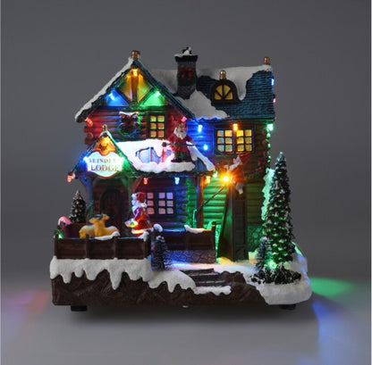 Kersthuis Reindeer Lodge, LED, Muziek en Beweging