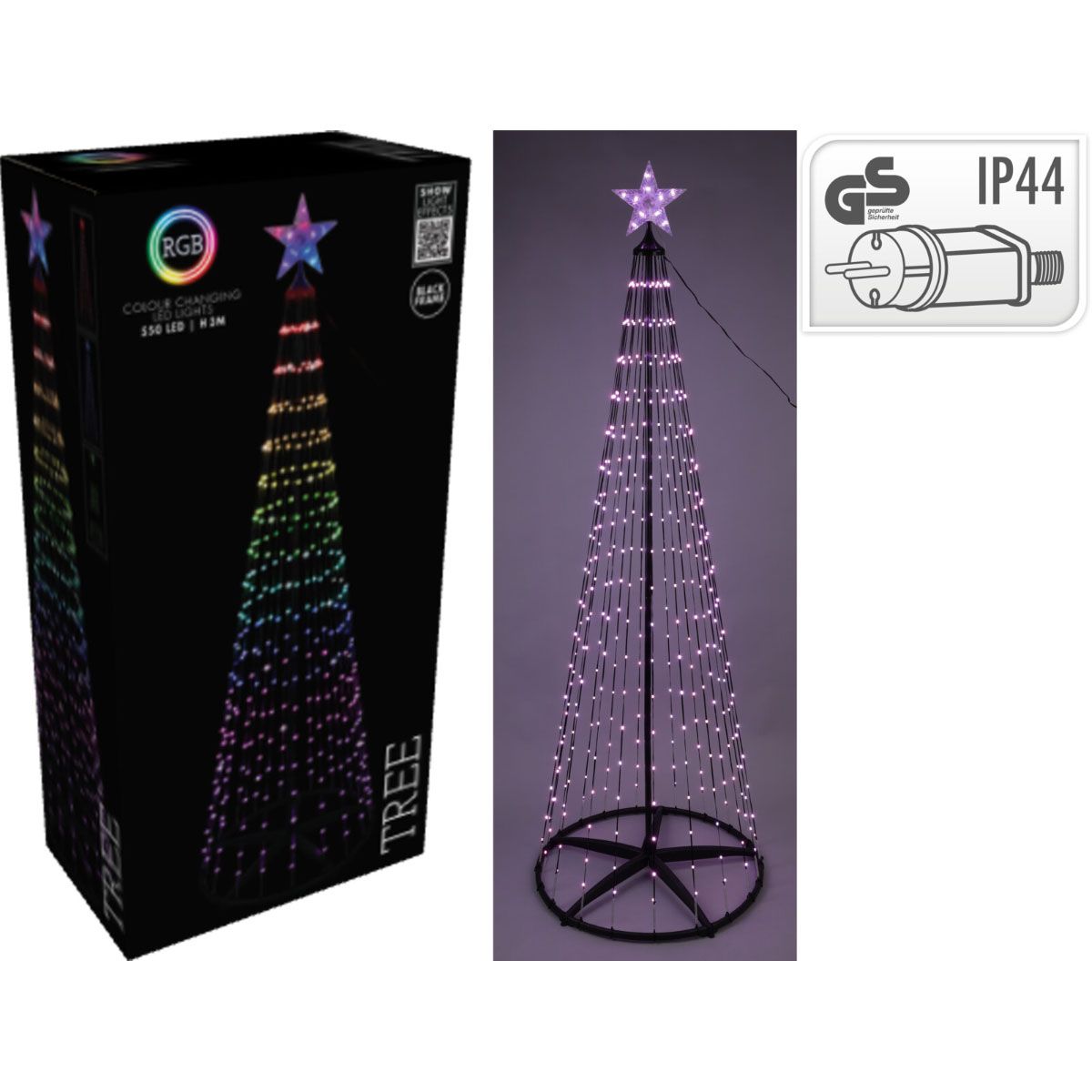 Kerstverlichting voor vlaggenmast 300 cm met 550 RGB LED