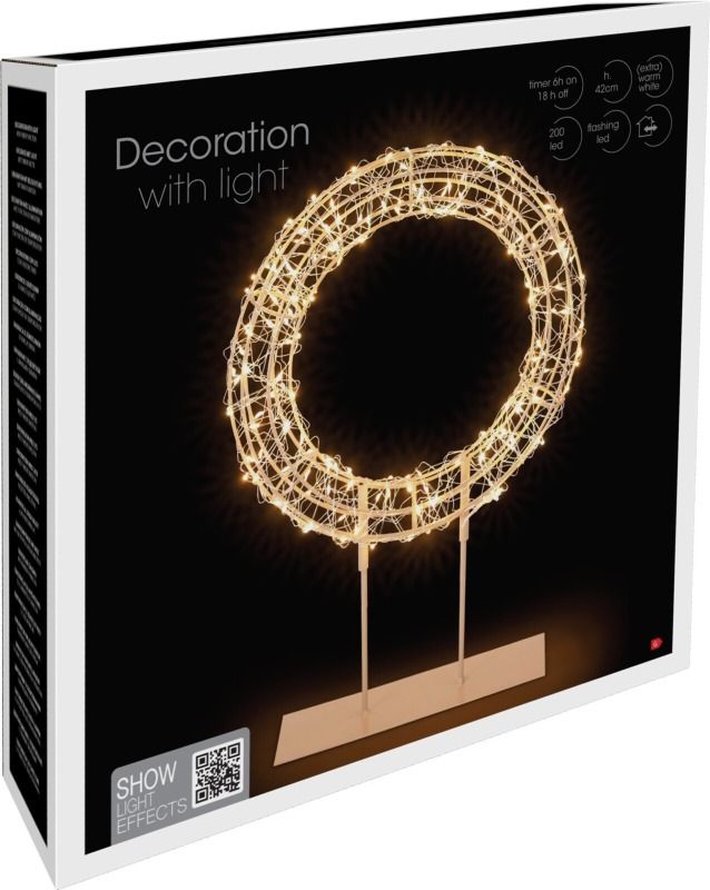 Verlichte kerstring 42 cm met timer