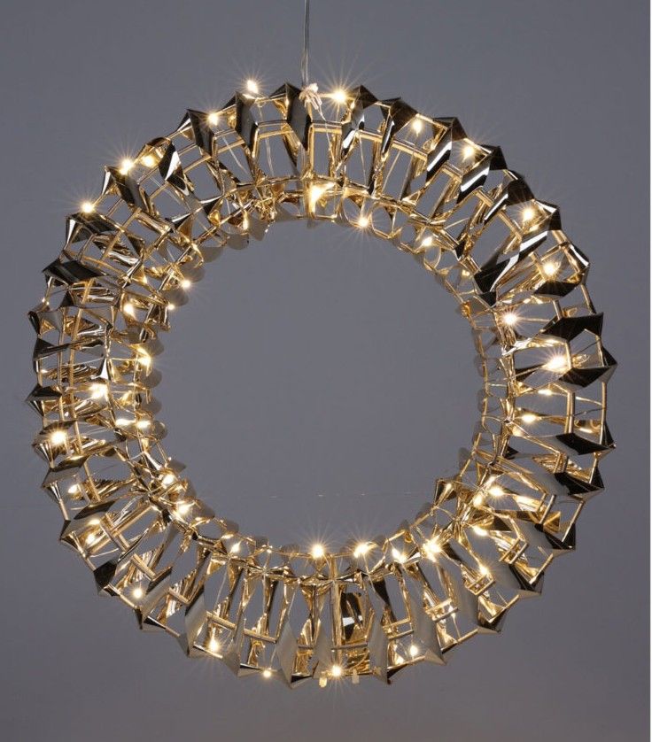 Gouden verlichte kerstkrans van 30 cm met 50 warm witte leds