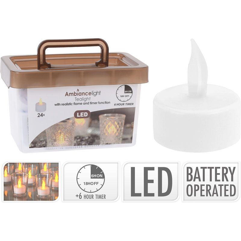 LED theelichtjes warmwit flakkerend in opbergbox