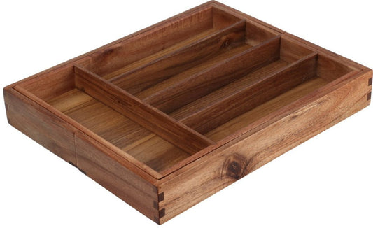 Uitschuifbare bestekbak acacia 28-45 cm massief hout