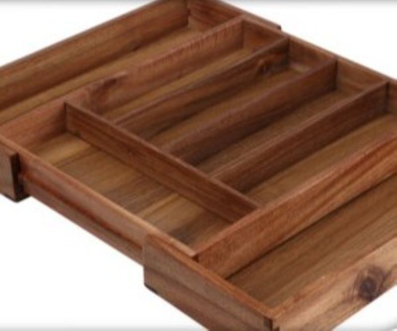 Uitschuifbare bestekbak acacia 28-45 cm massief hout — afbeelding 2