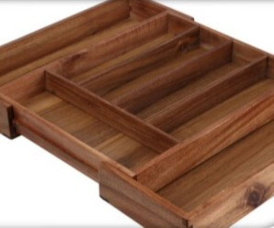 Uitschuifbare bestekbak acacia 28-45 cm massief hout — afbeelding 2