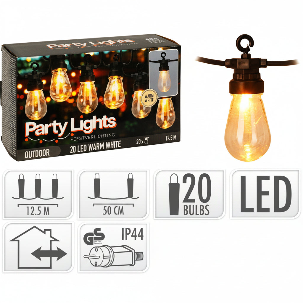 Feestverlichting - 20 Lampjes - Warm Wit - Helder