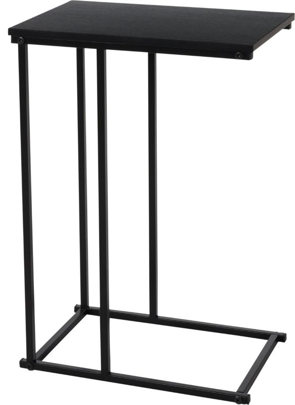 Zwarte C-vormige bijzettafel voor de bank