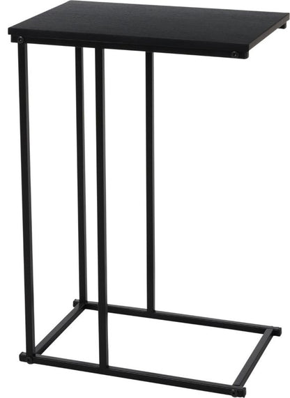 Zwarte C-vormige bijzettafel voor de bank