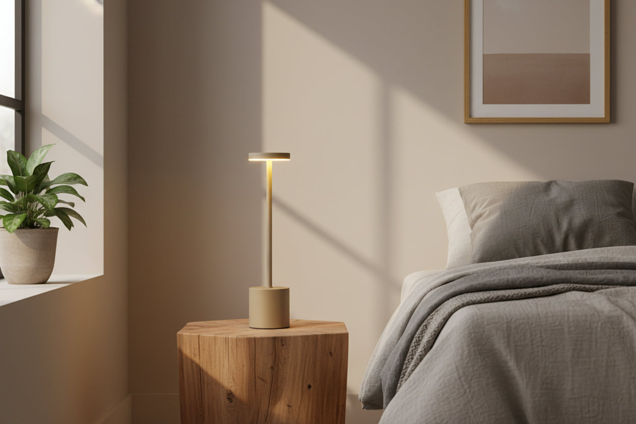 Tafellamp Taupe - 34Cm - Touchlamp - Dimbaar - Usb