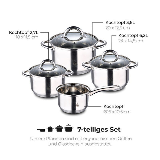 Pannenset Alexander 7-delig RVS inductie alle warmtebronnen — afbeelding 2