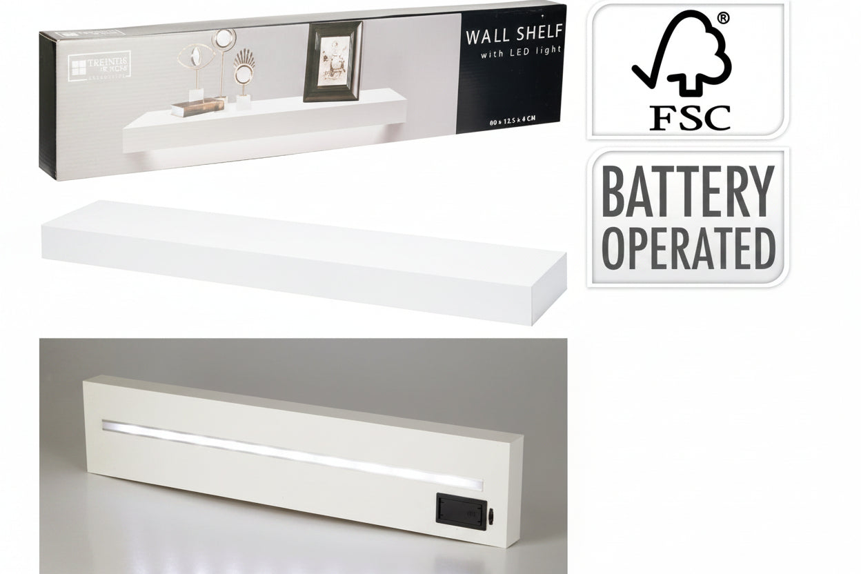 Trends4You Wandplank Met Led Verlichting - Wit