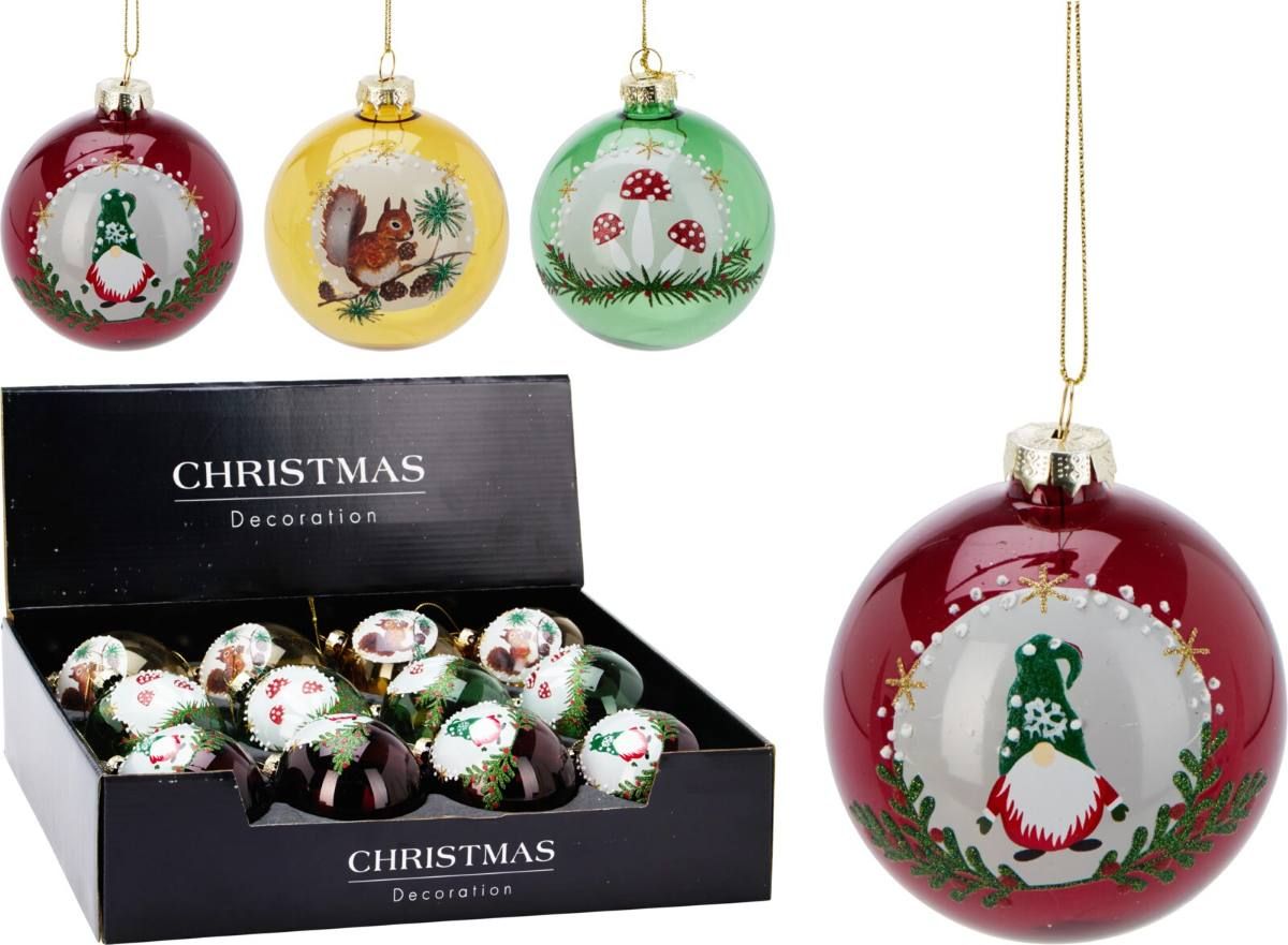 Glazen Kerstballen Traditional, Set van 12, 8 cm
