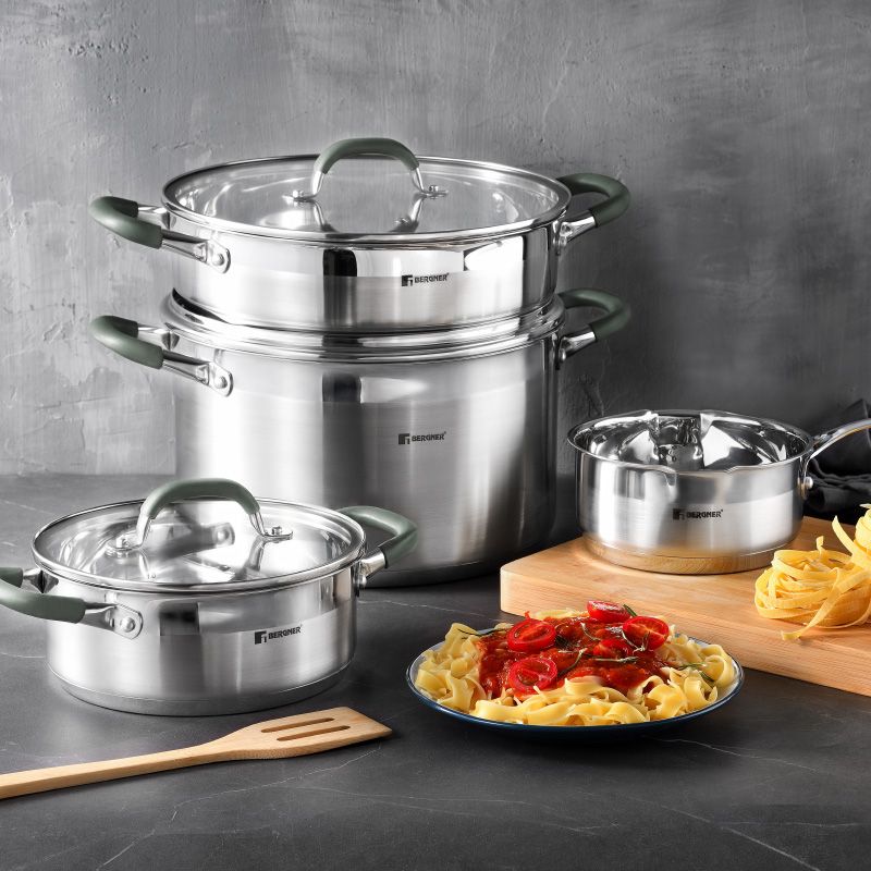 Bergner Midnight RVS Soeppan met Deksel, 28 cm, 9,5 L