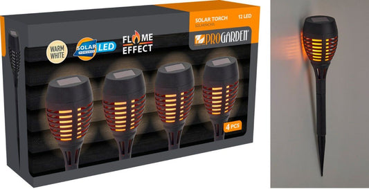 Solar tuinfakkels set van 4 LED warm wit op zonne-energie