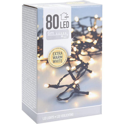 Kerstverlichting 80 LED, 6 m, Extra Warm Wit met Timer