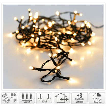 Kerstverlichting 80 LED, 6 m, Extra Warm Wit met Timer