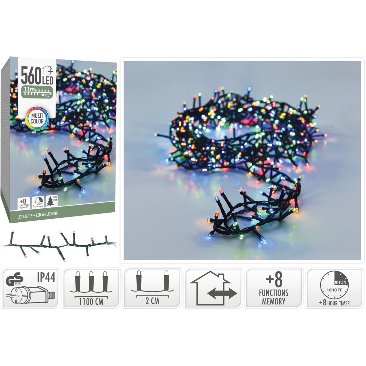 Kerstverlichting buiten 11 m met 560 multicolor LED – foto 2