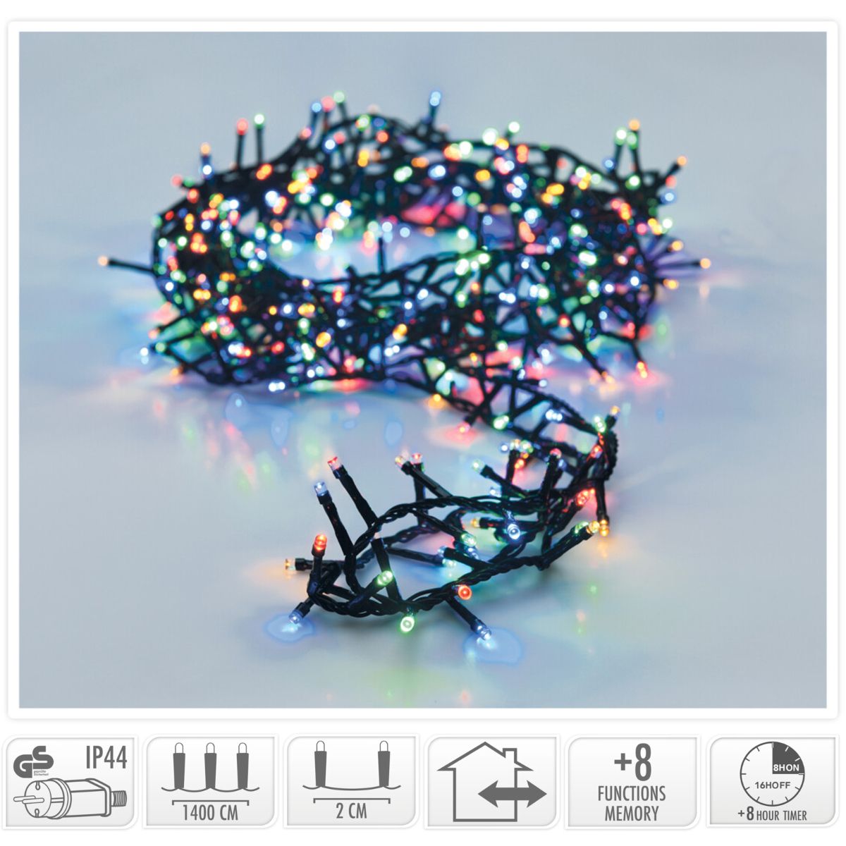 Kerstverlichting buiten 14 m met 700 multicolor LED