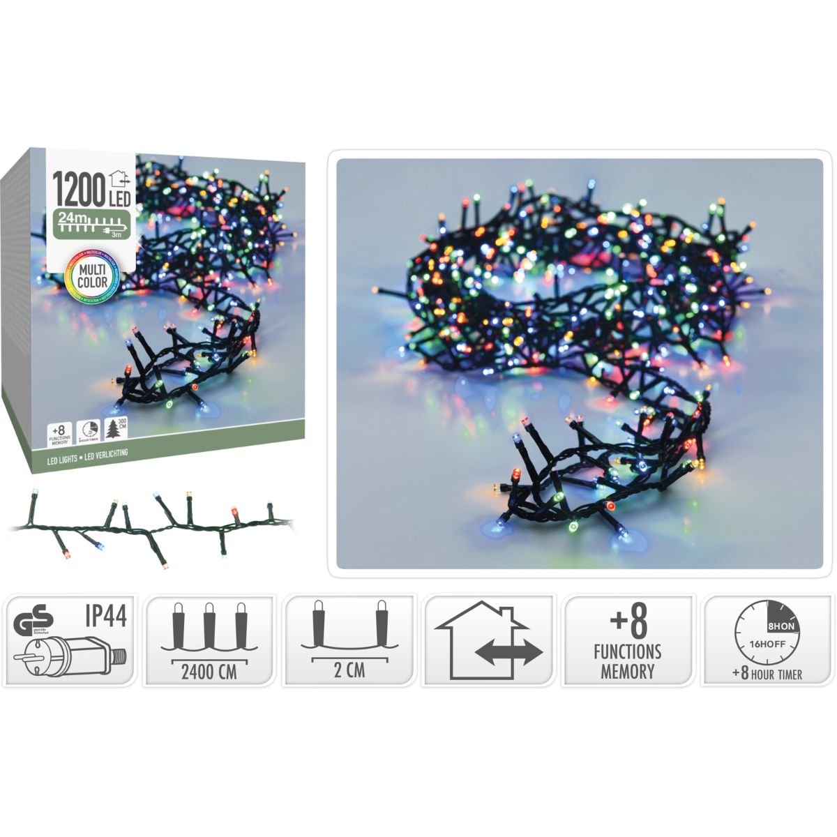 Kerstverlichting buiten 24 m met 1200 multicolor LED – foto 2