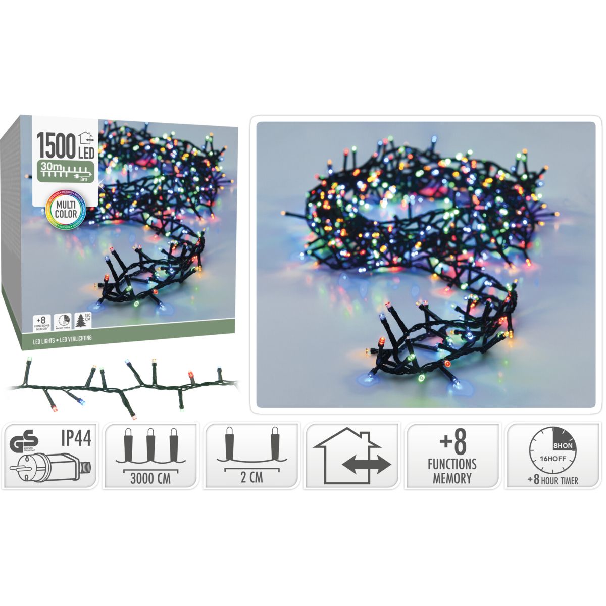 Kerstverlichting buiten 36 m met 1800 multicolor LED – foto 2