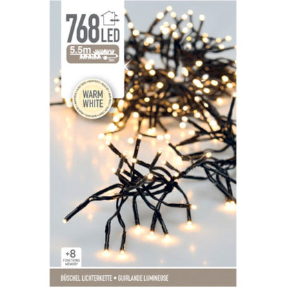 Verpakking van de clusterverlichting met 768 warm witte leds over 5,5 meter