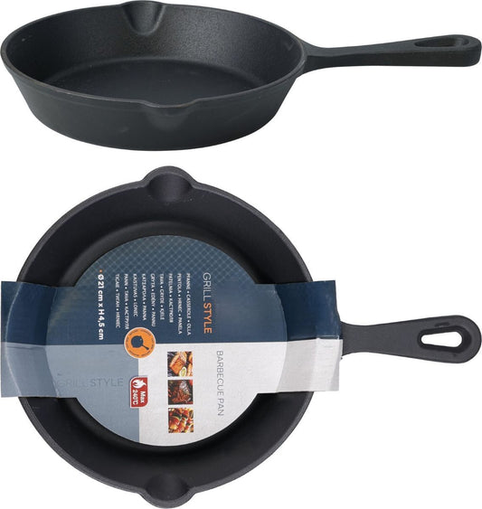 BBQ koekenpan gietijzer 26,5 cm met schenktuiten