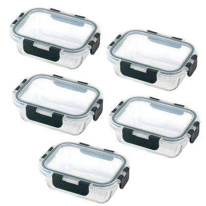 Glazen meal prep bakjes met deksel, 5 stuks