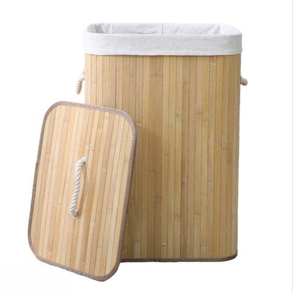 Opvouwbare bamboe wasmand 72 liter met deksel