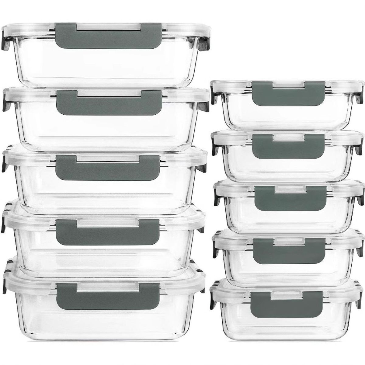 Ceruzo Glazen Meal Prep Bakjes met Deksel, 10 Stuks