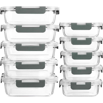 Ceruzo Glazen Meal Prep Bakjes met Deksel, 10 Stuks