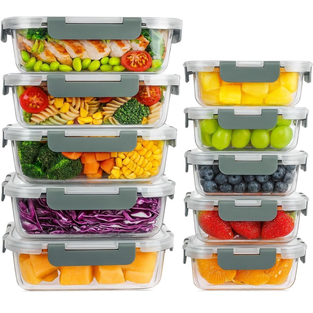 Ceruzo Glazen Meal Prep Bakjes met Deksel, 10 Stuks