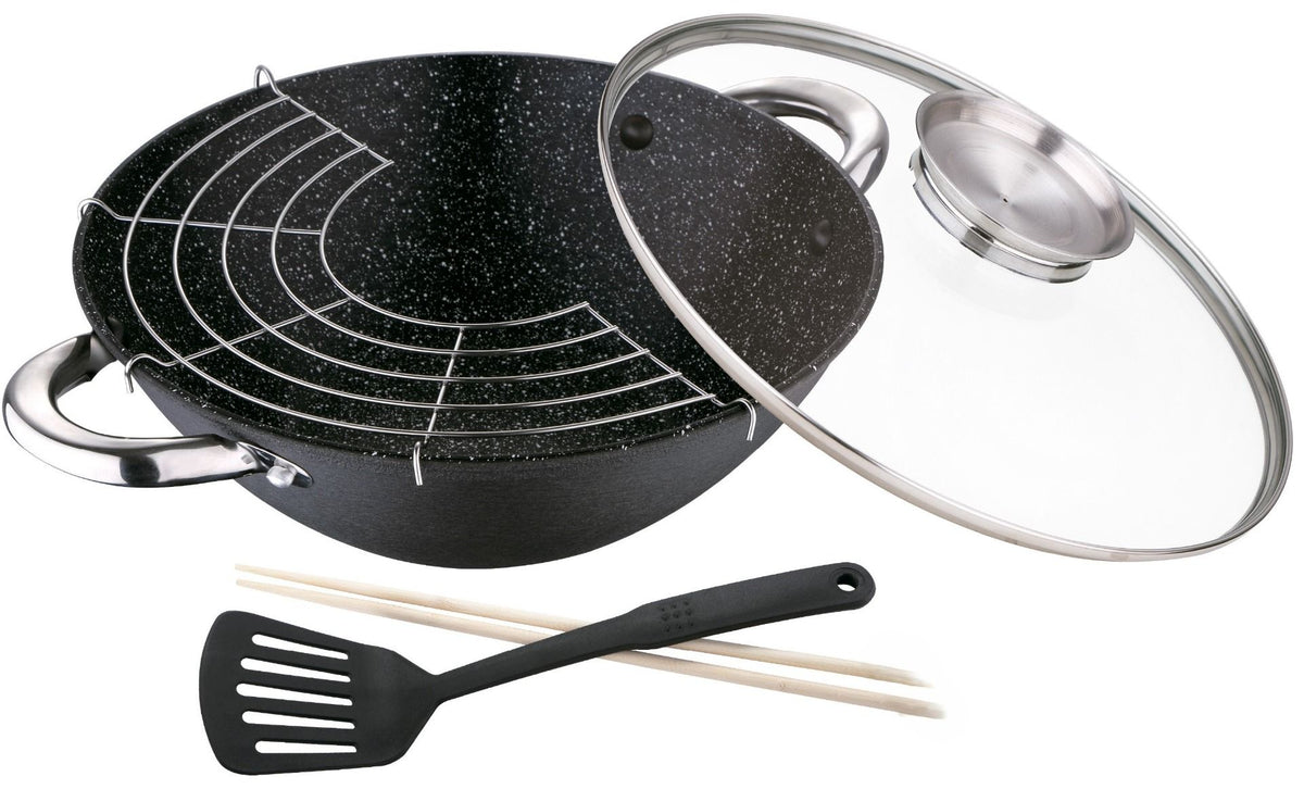 Ceruzo Gietijzeren Wok met Deksel, 28 cm, 3,6 L