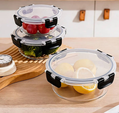 Vershoudbakjes glas set van 3 meal prep luchtdicht